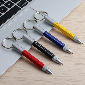 Πολυλειτουργικό στυλό GENKKY Μεταλλικό στυλό εργαλείων Ballpoint Mini στυλό Κατσαβίδι χάρακας Spirit Πολυλειτουργικό κλειδί πόρπες Μαύρο μπλε μελάνι