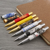 prabangus Aukštos kokybės RElegantiška keramika Rollerball Pen Mėlyna ir balta Cloisonne Retro Elegantiškas parašo rašalinis rašiklis Biuro reikmenys
