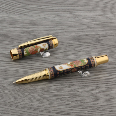 prabangus Aukštos kokybės RElegantiška keramika Rollerball Pen Mėlyna ir balta Cloisonne Retro Elegantiškas parašo rašalinis rašiklis Biuro reikmenys