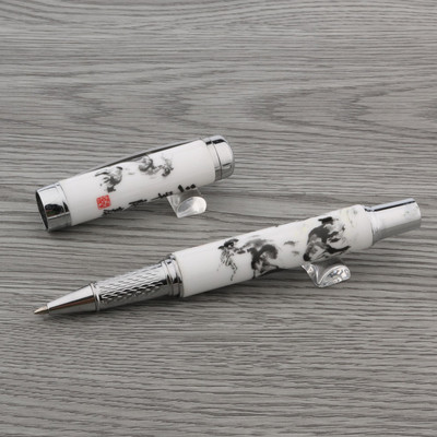 prabangus Aukštos kokybės RElegantiška keramika Rollerball Pen Mėlyna ir balta Cloisonne Retro Elegantiškas parašo rašalinis rašiklis Biuro reikmenys