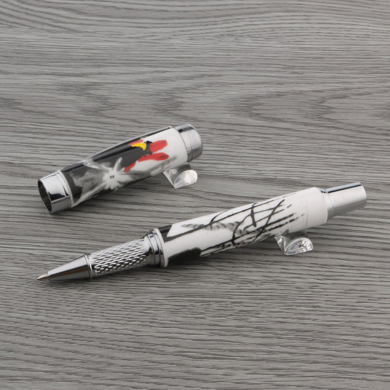 prabangus Aukštos kokybės RElegantiška keramika Rollerball Pen Mėlyna ir balta Cloisonne Retro Elegantiškas parašo rašalinis rašiklis Biuro reikmenys