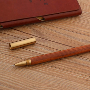 Висококачествени маркови месингови дървени ролкови химикалки Абаносово въртене Златни мастилени химикалки Ученици Офис подаръци Канцеларски материали