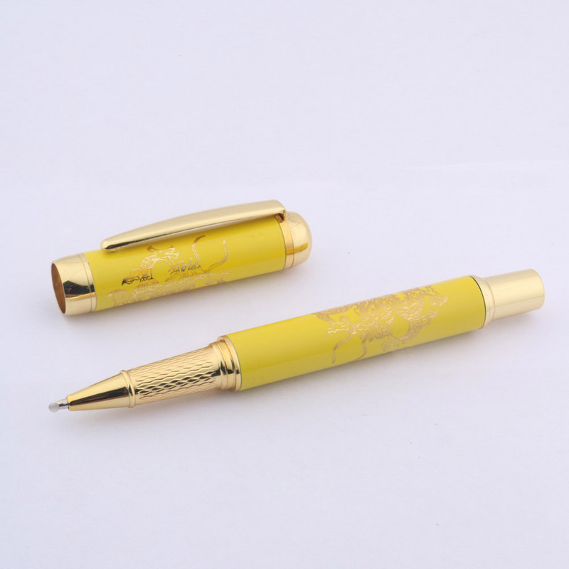 Klasikinės keramikos rutulinis rašiklis Golden Yellow Dragon Biuro reikmenys mokykloms RollerBall Pen