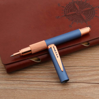 Висококачествена ролкова химикалка Rose Golden 125 матирано небесно синьо класически бизнес офис ученически пособия Писане