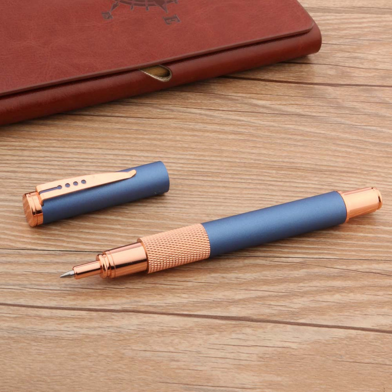 Kvaliteetne Rose Golden 125 rullikuga pastapliiats, jäätunud taevasinine klassikaline äribüroo koolitarvete kirjutamine