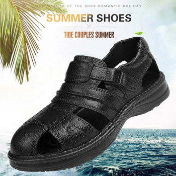 2023 Нови мъжки сандали Издълбани летни сандали Мъжки дишащи плажни плоски сандали Мъжки ежедневни обувки Sandalias Hombre Голям размер