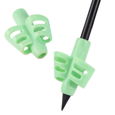 Suport stilou cu două degete Instrument de scris pentru învățare pentru bebeluși din silicon Dispozitiv de corectare a scrisului stilou pentru copii Cadou de papetărie 3 buc.
