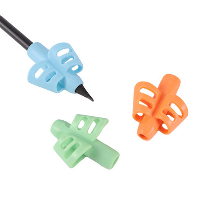 Suport stilou cu două degete Instrument de scris pentru învățare pentru bebeluși din silicon Dispozitiv de corectare a scrisului stilou pentru copii Cadou de papetărie 3 buc.