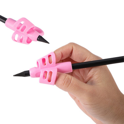 Suport stilou cu două degete Instrument de scris pentru învățare pentru bebeluși din silicon Dispozitiv de corectare a scrisului stilou pentru copii Cadou de papetărie 3 buc.