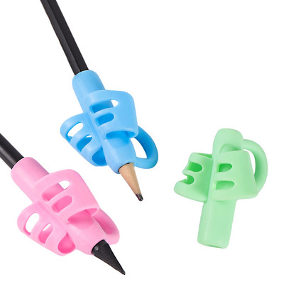 Suport stilou cu două degete Instrument de scris pentru învățare pentru bebeluși din silicon Dispozitiv de corectare a scrisului stilou pentru copii Cadou de papetărie 3 buc.