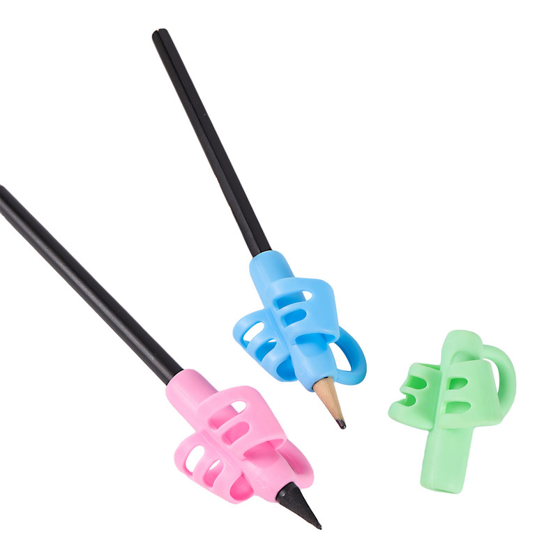 Suport stilou cu două degete Instrument de scris pentru învățare pentru bebeluși din silicon Dispozitiv de corectare a scrisului stilou pentru copii Cadou de papetărie 3 buc.