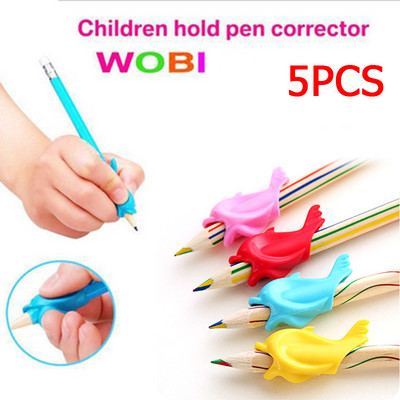 5 Pcs Silicon Dolphin Fish Style Writing Posture Wobi Correction Children Students Pencil Pen Holder Best Price Wholesale