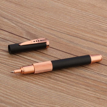 Υψηλής ποιότητας παγωμένο μαύρο 125 κυλινδρικό στυλό Rose Golden Ball Point Στυλό Επαγγελματικά Σχολικά Προμήθειες Νέο