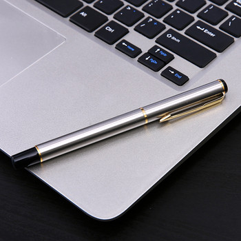 Метална сребърна ролкова химикалка от 1 част Fine Point 0,5 мм химикалки с черно мастило за дневник за писане на подпис Училищни офис консумативи