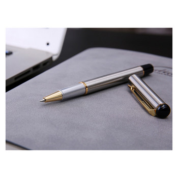 Метална сребърна ролкова химикалка от 1 част Fine Point 0,5 мм химикалки с черно мастило за дневник за писане на подпис Училищни офис консумативи