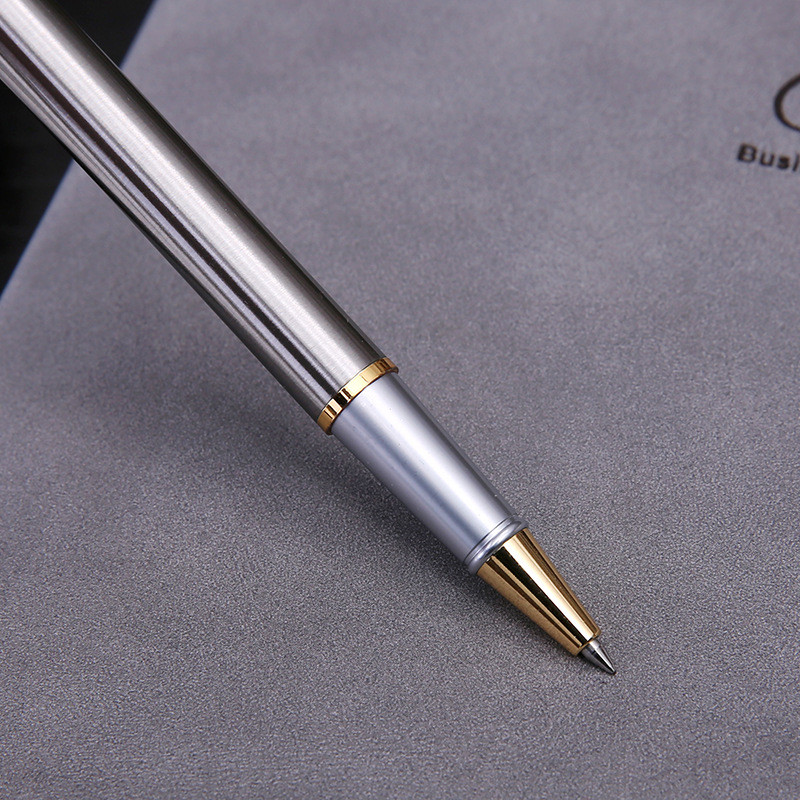 Stilo roller, metal argintiu, 1 bucată, vârf fină, 0,5 mm, cerneală neagră, pixuri pentru jurnal pentru scrierea semnăturii rechizite de birou școlare