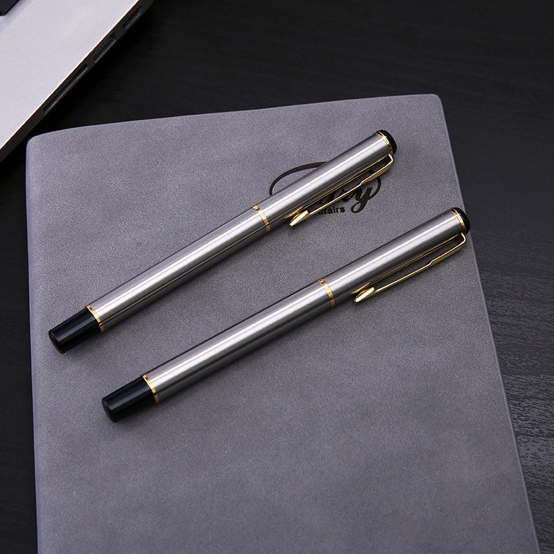 Stilo roller, metal argintiu, 1 bucată, vârf fină, 0,5 mm, cerneală neagră, pixuri pentru jurnal pentru scrierea semnăturii rechizite de birou școlare