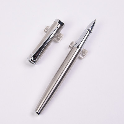 Kiváló minőségű fém görgős toll ezüst kapcsos 0,5 mm-es fekete tintatáblás tollak irodai termékek iskolai kellékek ajándék toll