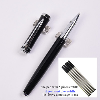 Visokokvalitetna metalna roler olovka sa srebrnom kopčom 0,5 mm crna tinta Olovke za znakove Poslovni uredski proizvod Školski pribor Poklon olovka