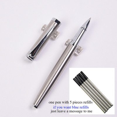Visokokvalitetna metalna roler olovka sa srebrnom kopčom 0,5 mm crna tinta Olovke za znakove Poslovni uredski proizvod Školski pribor Poklon olovka