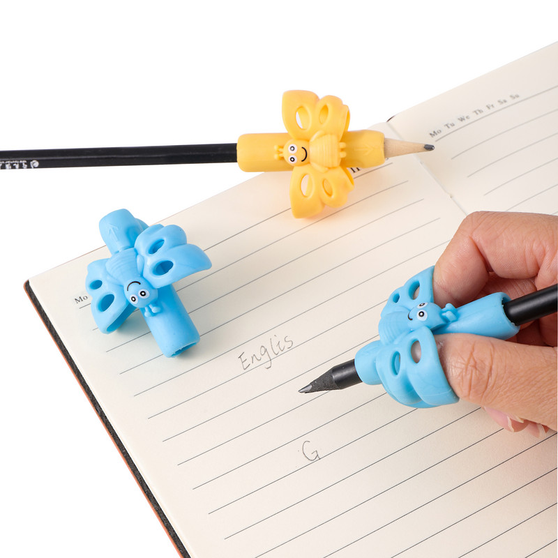 Suport pentru creion pentru copii pentru scris pentru copii, practica pentru învățare, stilou din silicon, dispozitiv de corectare a posturii pentru studenți 2 buc.