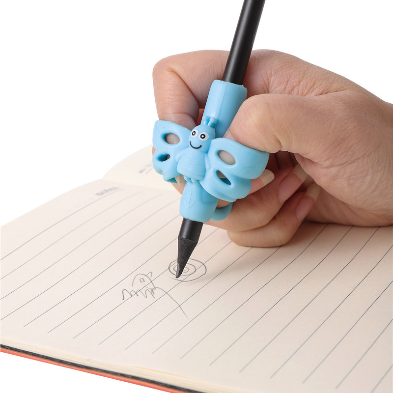 Suport pentru creion pentru copii pentru scris pentru copii, practica pentru învățare, stilou din silicon, dispozitiv de corectare a posturii pentru studenți 2 buc.