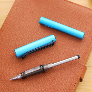 луксозен Висококачествен класически OFFICE STUDENT Gun черен метален небесносин Navy blue science Hold Rollerball Pen ink pen Консумативи