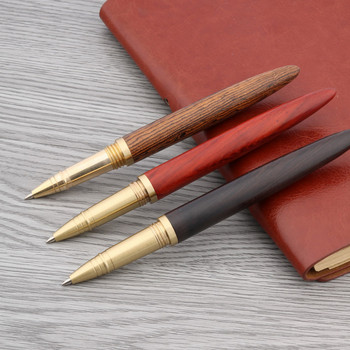 Висококачествена калиграфска ролкова химикалка, червено дърво, месинг, въртящи се златни швейцарски мастилени химикалки Trim Student Office ученически пособия