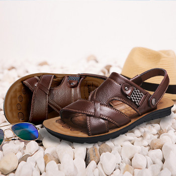 Мъжки сандали Летни кожени сандали Класически мъжки обувки Чехли Дишащи мъжки римски обувки за ходене на открито Голям размер 48 Сандалии