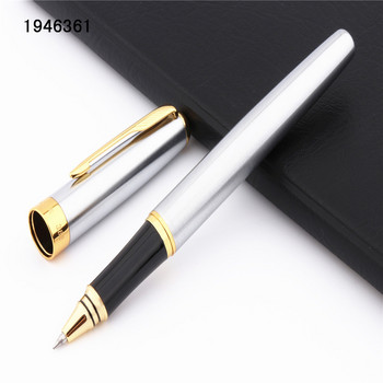 Baoer 388 Черно и неръждаема стомана Бизнес офис Ролерна химикалка New School Student канцеларски материали Финансови златни химикалки