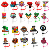 1 Vnt PVC šiaudinis dangtelis Bad Bunny Straw Topper Gimtadienio vakarėlio gėrimų išsiliejimo prevencija Kūrybiniai dulkėms atsparių puodelių priedai