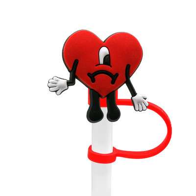 1 Vnt PVC šiaudinis dangtelis Bad Bunny Straw Topper Gimtadienio vakarėlio gėrimų išsiliejimo prevencija Kūrybiniai dulkėms atsparių puodelių priedai