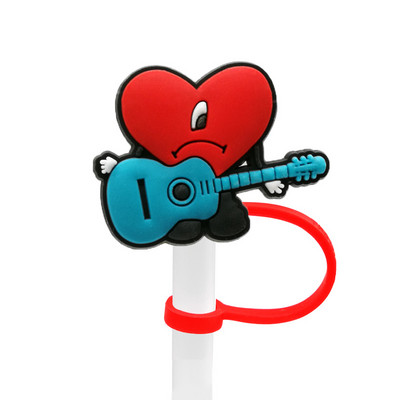 1 Vnt PVC šiaudinis dangtelis Bad Bunny Straw Topper Gimtadienio vakarėlio gėrimų išsiliejimo prevencija Kūrybiniai dulkėms atsparių puodelių priedai