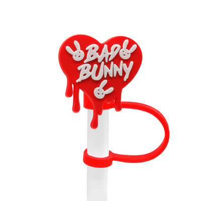 1 Vnt PVC šiaudinis dangtelis Bad Bunny Straw Topper Gimtadienio vakarėlio gėrimų išsiliejimo prevencija Kūrybiniai dulkėms atsparių puodelių priedai