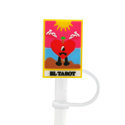 1 Vnt PVC šiaudinis dangtelis Bad Bunny Straw Topper Gimtadienio vakarėlio gėrimų išsiliejimo prevencija Kūrybiniai dulkėms atsparių puodelių priedai