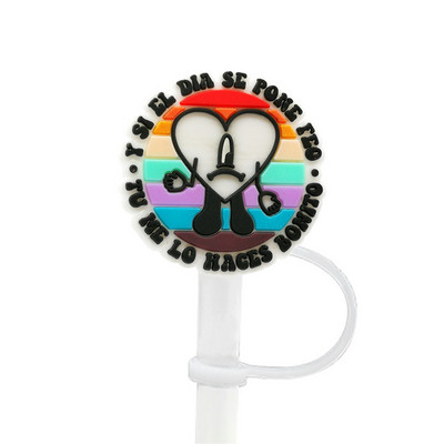 1 Vnt PVC šiaudinis dangtelis Bad Bunny Straw Topper Gimtadienio vakarėlio gėrimų išsiliejimo prevencija Kūrybiniai dulkėms atsparių puodelių priedai