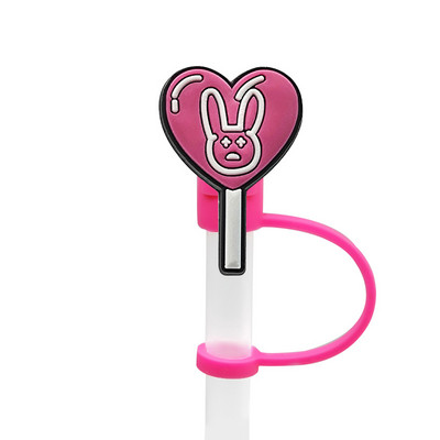 1 Vnt PVC šiaudinis dangtelis Bad Bunny Straw Topper Gimtadienio vakarėlio gėrimų išsiliejimo prevencija Kūrybiniai dulkėms atsparių puodelių priedai