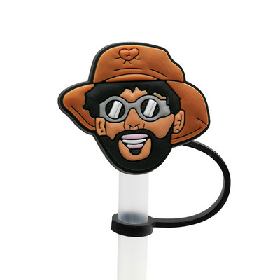 1 Vnt PVC šiaudinis dangtelis Bad Bunny Straw Topper Gimtadienio vakarėlio gėrimų išsiliejimo prevencija Kūrybiniai dulkėms atsparių puodelių priedai