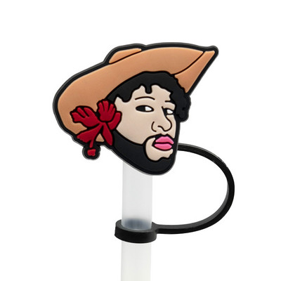 1 Vnt PVC šiaudinis dangtelis Bad Bunny Straw Topper Gimtadienio vakarėlio gėrimų išsiliejimo prevencija Kūrybiniai dulkėms atsparių puodelių priedai