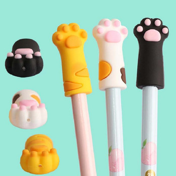 3 бр./лот Cat\'S Paw Pen Cover Силиконова капачка Неутрален молив Капак Ученици Консумативи Мека гума Сладко училище Корея Карикатура