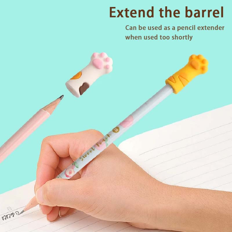 3 buc/lot capac pentru stilou cu labe de pisică capac din silicon capac pentru creion neutru rechizite pentru studenți din cauciuc moale drăguț școală din Coreea de desene animate