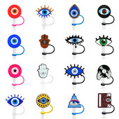 1 buc PVC Evil Eye Paie Topper Reutilizabil Prevenirea Scurgerii Demonii Creativ Paie Capacă băuturi Cupe Decorare rezistentă la praf