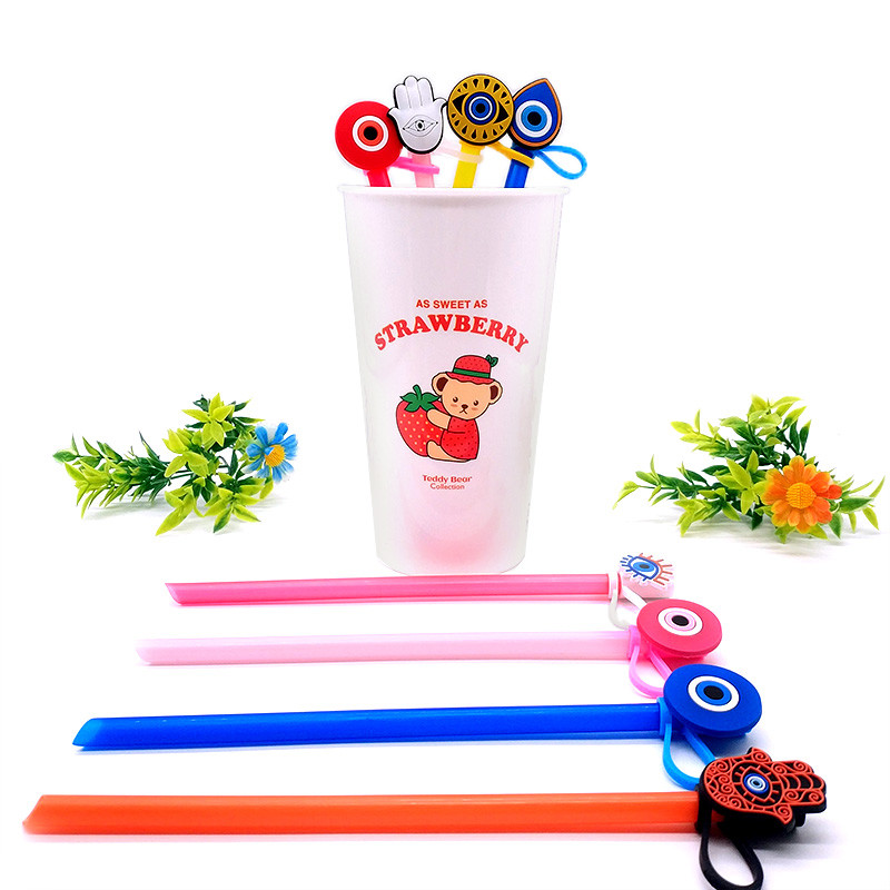 1 buc PVC Evil Eye Paie Topper Reutilizabil Prevenirea Scurgerii Demonii Creativ Paie Capacă băuturi Cupe Decorare rezistentă la praf