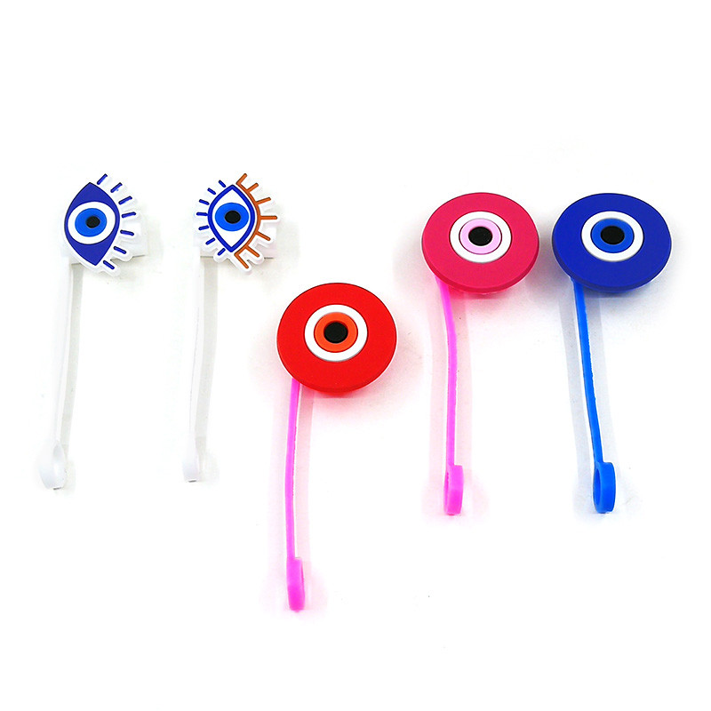 1 buc PVC Evil Eye Paie Topper Reutilizabil Prevenirea Scurgerii Demonii Creativ Paie Capacă băuturi Cupe Decorare rezistentă la praf