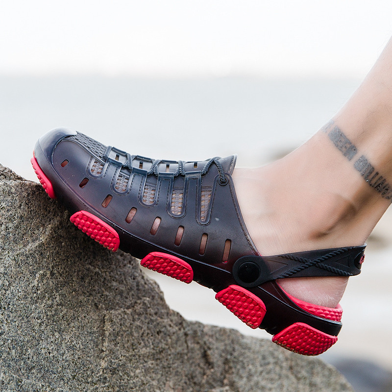 Νέα παπούτσια PVC Jelly Summer ανδρικές σαγιονάρες Ανδρικά σανδάλια παραλίας Ανδρικά παπούτσια για θαλάσσια σπορ Flat Hole Αθλητικά για κολύμβηση εξωτερικού χώρου