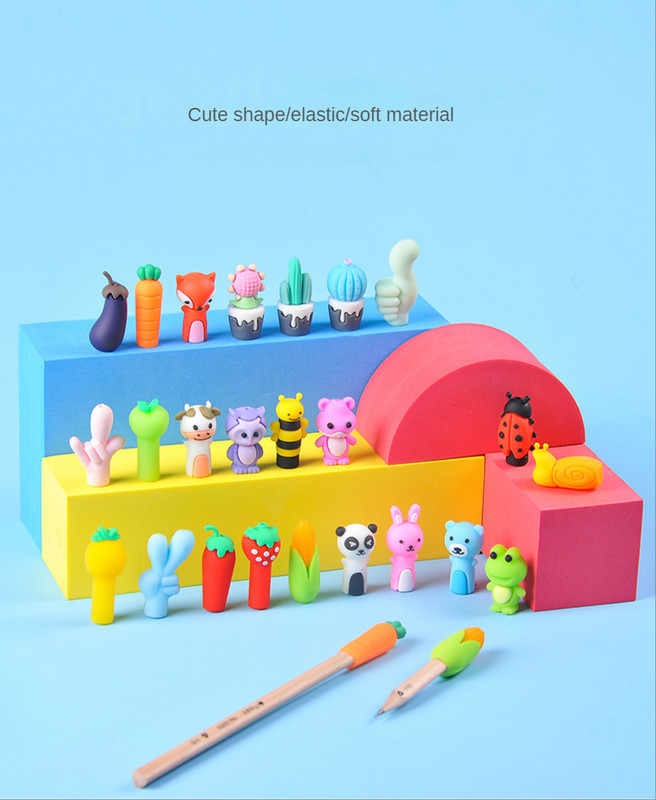 3PCS/Set Cartoon Pen Cap Cap Sleeve Silikonska olovka Zaštitna kapa za olovke Topper Mekana gumena dekoracija za djecu školarce Stacionar