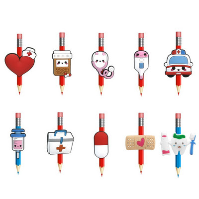 8-10 komada slatkih medicinskih potrepština PVC kapice za olovke Poklopac za olovke Uredski pribor Zavoj Poklopac za pilule Slamka Stetoskop Šarm Poklon za liječnika