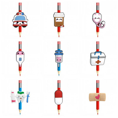 8-10 komada slatkih medicinskih potrepština PVC kapice za olovke Poklopac za olovke Uredski pribor Zavoj Poklopac za pilule Slamka Stetoskop Šarm Poklon za liječnika