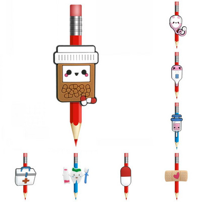 8-10 komada slatkih medicinskih potrepština PVC kapice za olovke Poklopac za olovke Uredski pribor Zavoj Poklopac za pilule Slamka Stetoskop Šarm Poklon za liječnika