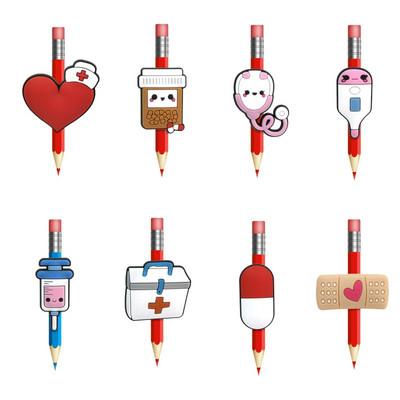 8-10 komada slatkih medicinskih potrepština PVC kapice za olovke Poklopac za olovke Uredski pribor Zavoj Poklopac za pilule Slamka Stetoskop Šarm Poklon za liječnika